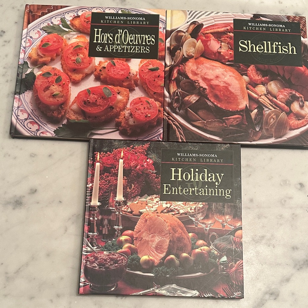Williams Sonoma Kitchen Library Cookbook Set - Red, Green, Brown Covers